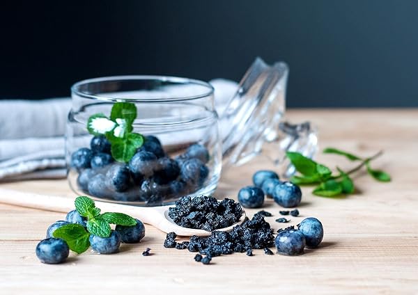 FOOD TO LIVE ORGANIC DRIED BLUEBERRIES, 8 OUNCES NON-GMO, WHOLE BERRIES, LIGHTLY SWEETENED, COATED WITH SUNFLOWER OIL, KOSHER, VEGAN, UNSULFURED, BULK. RICH IN ANTIOXIDANTS. FOR SNACKING, BAKING.