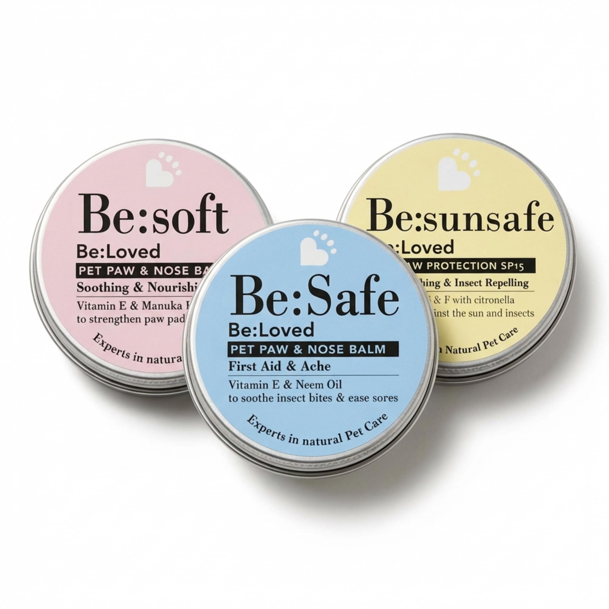 Be:Loved - Gift Balm Collection - Dog Accessories, Horse and Cat Essentials - Natural Dog & Cat Nose and Paw Balm Gift Set - Soothing, Protective & Nourishing Skincare for Pets - Handmade in the UK