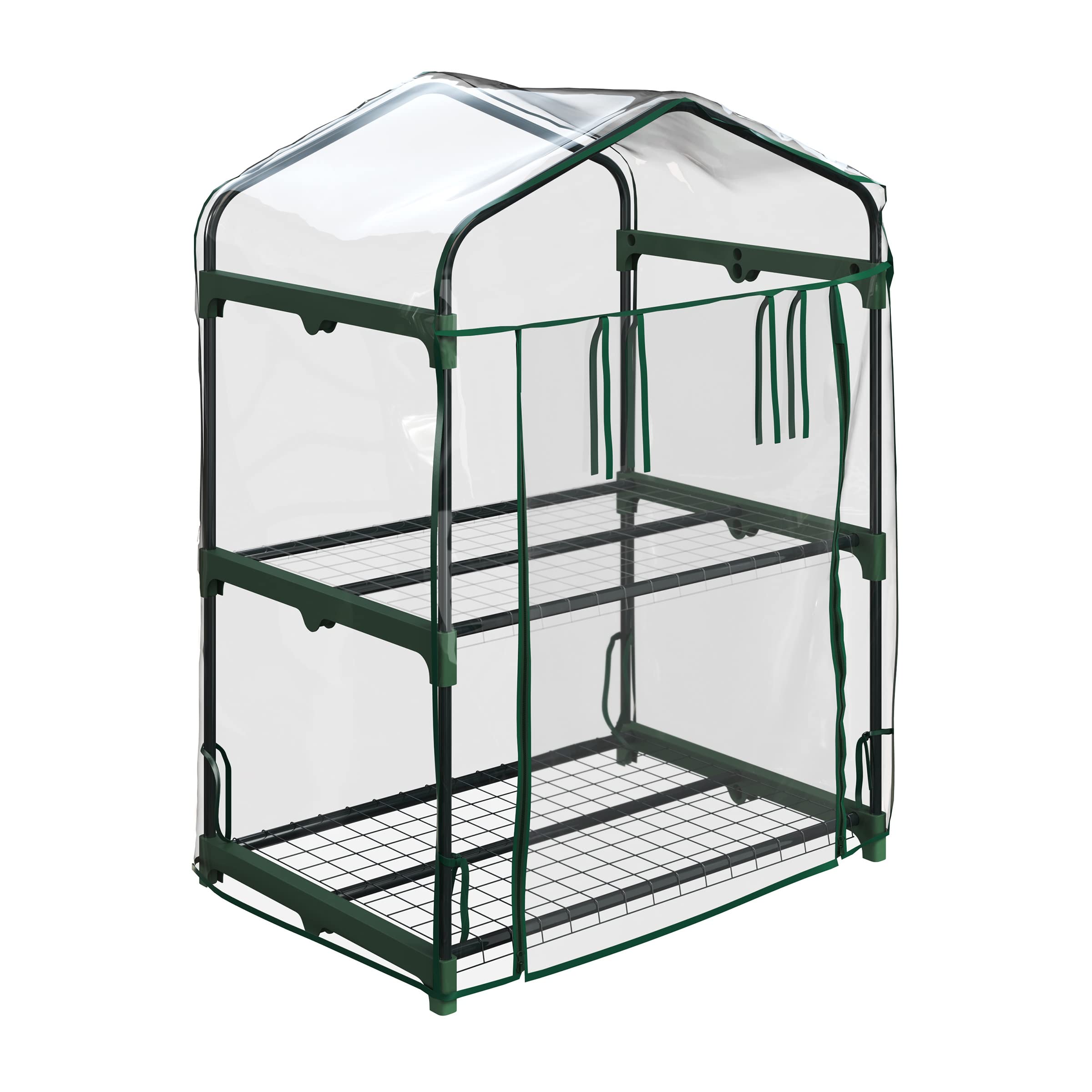 Photo 1 of 2 Tier Mini Greenhouse - Portable Greenhouse with Steel Frame and PVC Cover for Indoor or Outdoor - 27 x 19 x 37.5-Inch Green House by Home-Complete