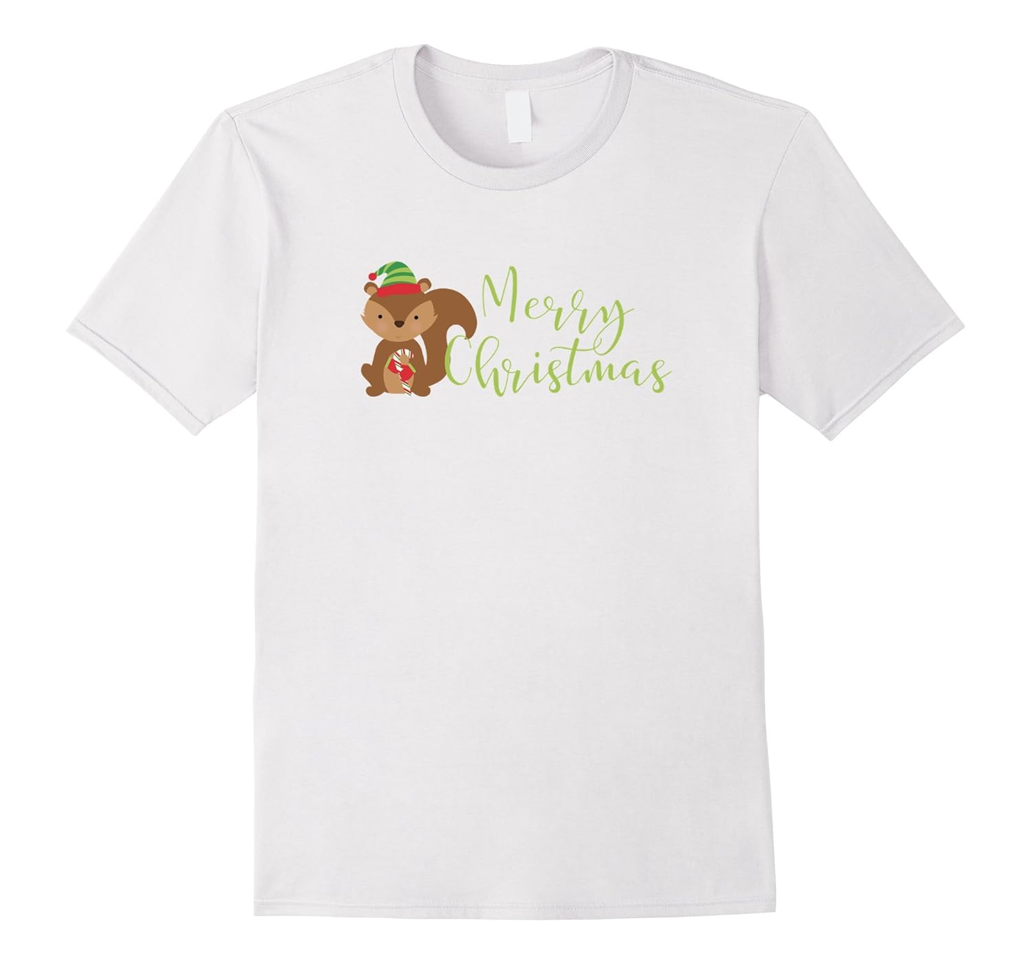 Cute Squirrel Merry Christmas T-Shirt for Girls & Women-ANZ