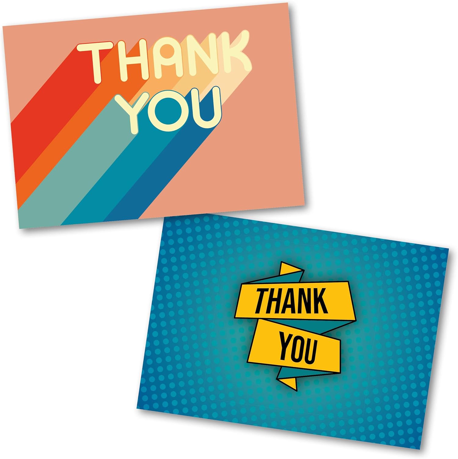 Thank You Cards Multipack (48 Pack). Each Greeting Cards Pack includes 8 Retro designs. 105 x 148mm. Blank Inside. Envelopes included. Made in UK - Image 3
