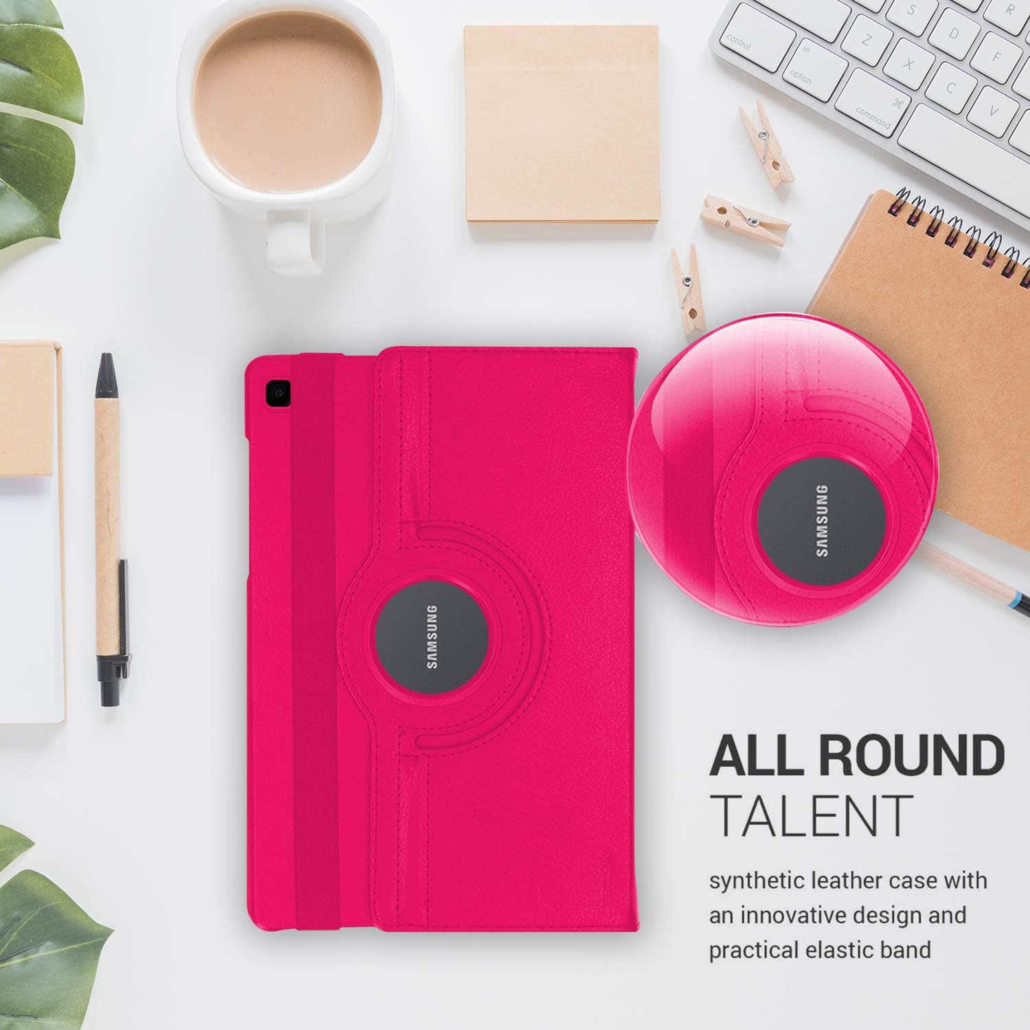 DN Technology Case For Samsung Galaxy Tab A7 10.4 inch 2022/2020 Multi Angle 360° Rotating Smart Folio Protective Tablet Cover (SM-T509/T500/T505/T507) (PINK) - Image 5