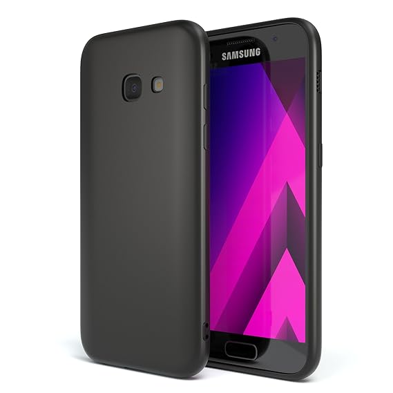 EAZY CASE Handyhülle Silikon mit Kameraschutz Samsung Galaxy A3 (2017) in schwarz matt, Ultra dünn, Slimcover, Silikonhülle, 