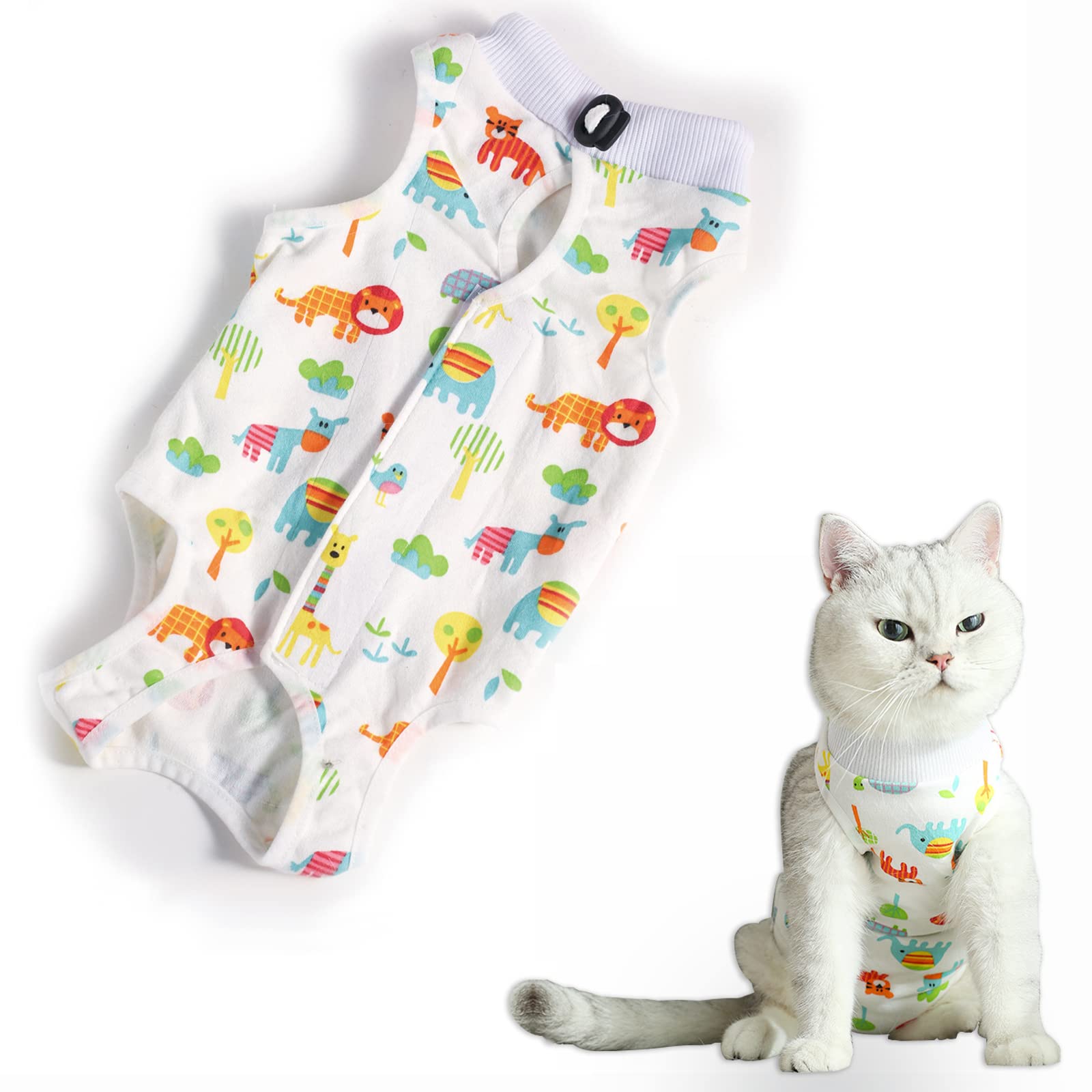 Cat Professional Recovery Suit，Body Suits for Abdominal Wounds or Skin Diseases，E-Collar Alternative for Cats, Onesie Cat Clothes After Surgery Collar & Cone Alternative