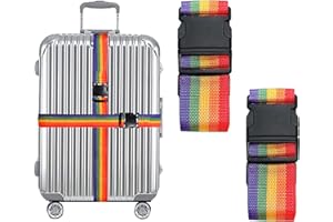 GOODCUBE 2 Pack Luggage Straps, Adjustable Suitcase Belts for Travel Accessories (Rainbow)