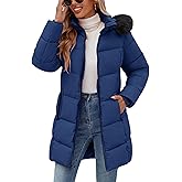 HEEKPEK Womens Winter Coats Water Repellent Thicken Warm Fleece Lined Puffer Jacket Long with Detachable Faux Fur Hood Parka