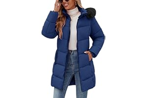HEEKPEK Womens Winter Puffer Coats Long Thicken Quilted Fleece Lined Parka Warm Jackets with Detachable Faux Fur Hood