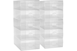 Sawysine 10 Pcs Shoe Box Clear Plastic Stackable Shoe Storage Organizer Foldable Heavy Duty Containers for Closet Apartments Small Spaces Dorm Bedroom (13.8 x 8.4 x 5.2 Inches)
