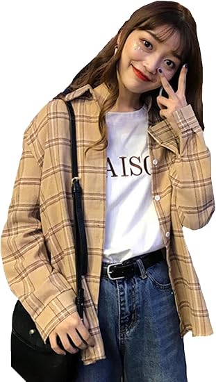 Amazon Piite カーディガン レディース シャツ コート ワイシャツ ジャケット グリッド 薄手 長袖 ロング丈 春 秋カーキ コート ジャケット 通販