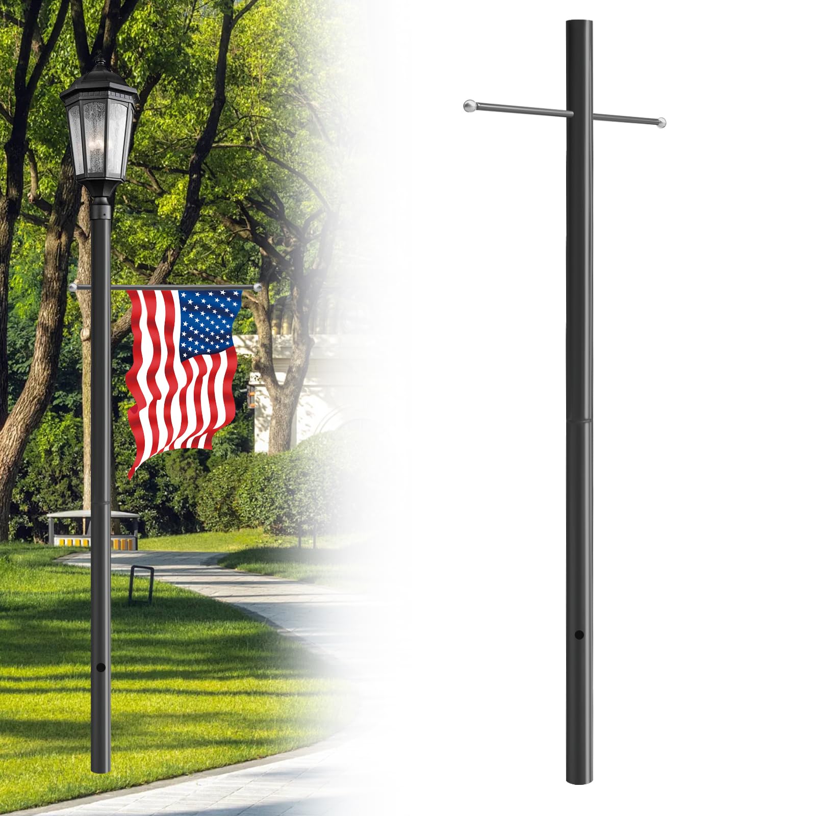 ZUIWAN 7FT Outdoor Lamp Post with Metal Cross