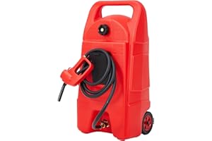 15 Gallon Portable Gas Caddy with Wheels & 10 ft Siphon Pump, Heavy-Duty HDPE Fuel Tank Container, Leak-Proof Gasoline Storag