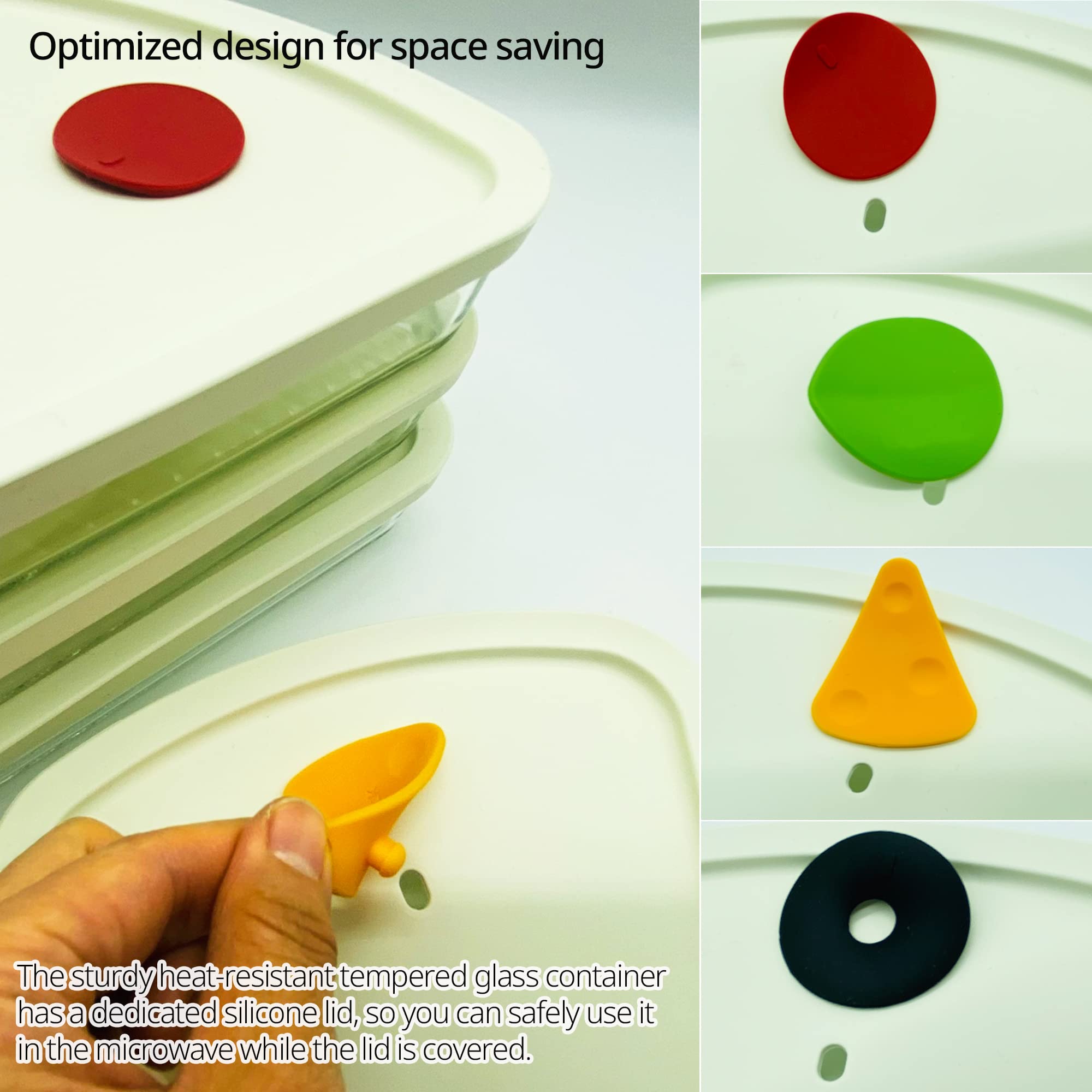 Reusable Pizza Slice Container Storage, Tray and Saver to Organize & Save Space with BPA-Free Microwavable Heat & Shock Resistant Tempered Glass Material,Eco-friendly Silicone Material Lid (2)