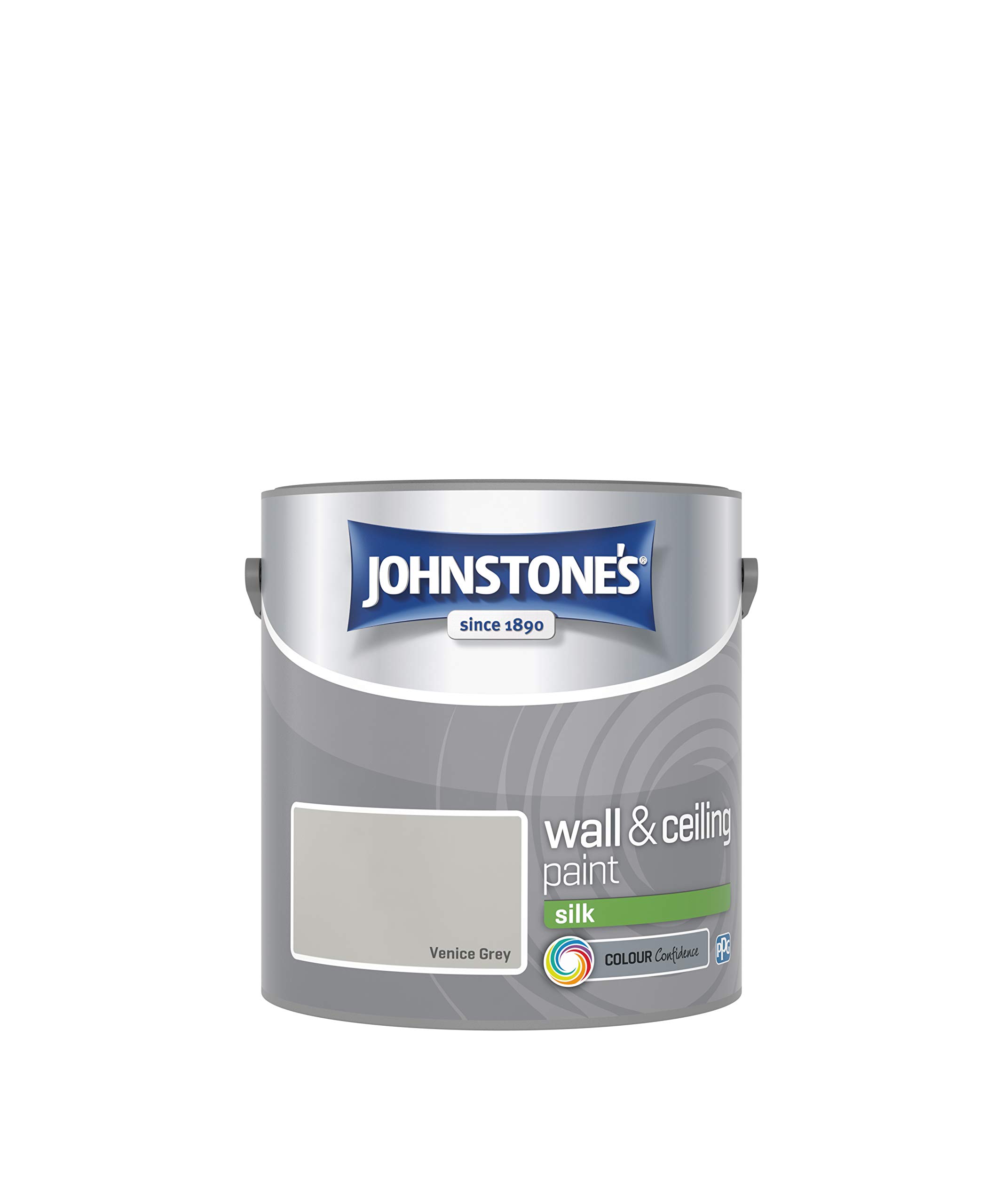 Johnstone's - Wall & Ceiling Paint - Venice Grey - Silk Finish - Emulsion Paint - Fantastic Coverage - Easy to Apply - Dry in 1-2 Hours - 12m2 Coverage per Litre - 2.5L