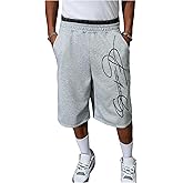 Milumia Men's Letter Graphic Bermuda Shorts Elastic Waist Casual Workout Sweat Shorts with Pockets