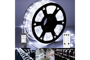 Soiarllt 100Ft 720 LED Rope Lights Outdoor Waterproof with Remote, 8 Modes and 4 Brightness Rope Lights for Outside, Garden, Patio, Pool, Bedroom, Party, Indoor Outdoor Decoration (Cool White)