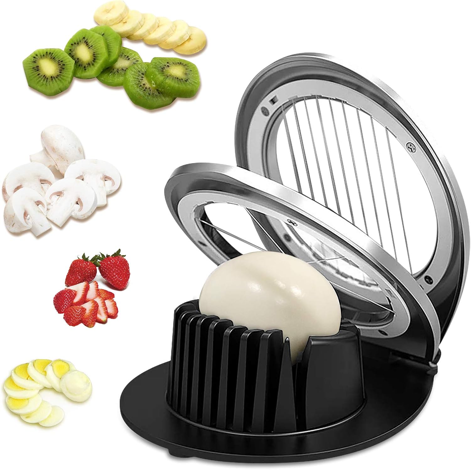 EggSlicer, Miudeco 3 In 1 Boiled Eggs Cutter Fruit Strawberry Tomato