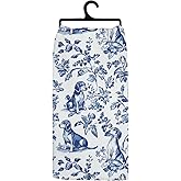 Koesus Blue and White Chinoiserie Dachshund Kitchen Towels, Dachshund Tea Towels, Weiner Dog Gifts Dish Tea Towel for Kitchen Decor, Grand Millenial Dog Bathroom Decor, 16x24 Inch