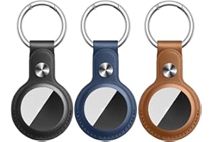 3 Pack Air Tag Keychain for Apple Airtags Holder, PU Leather Airtags Case Airtag Key Ring for Luggage, Keys, Pets, Kids Bag (
