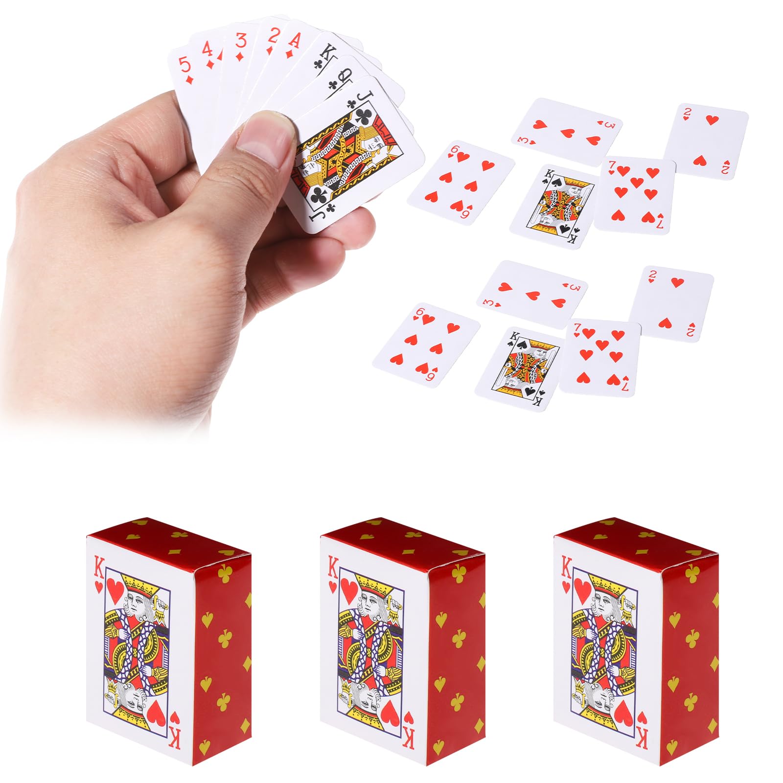 Photo 1 of 3 Decks Mini Playing Cards, Party Spoof Fun Smal Playing Cards, Miniature Poker Cards, Mini Poker Game for Adults, Party Favor, Tiny Deck of Novelty Party Gift for Par, Christmas, Halloween(Small)
