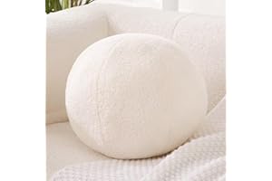 Uvvyui Ivory Ball Pillow, Soft Round Throw Pillows, Sphere Shaped Pillow Round Decorative Pillow, 11.8 Inch Round Boucle Plush Pillow Cushion for Couch, Sofa, Bedroom