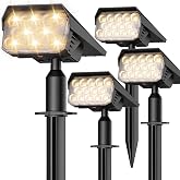ShineSeed Solar Lights Outdoor Waterproof IP65, 56 LED 3 Lighting Modes Solar Spot Lights Outdoor, Solar Powered Landscape Lighting for Yard Pathway Garden, 4 Pack (Warm White)