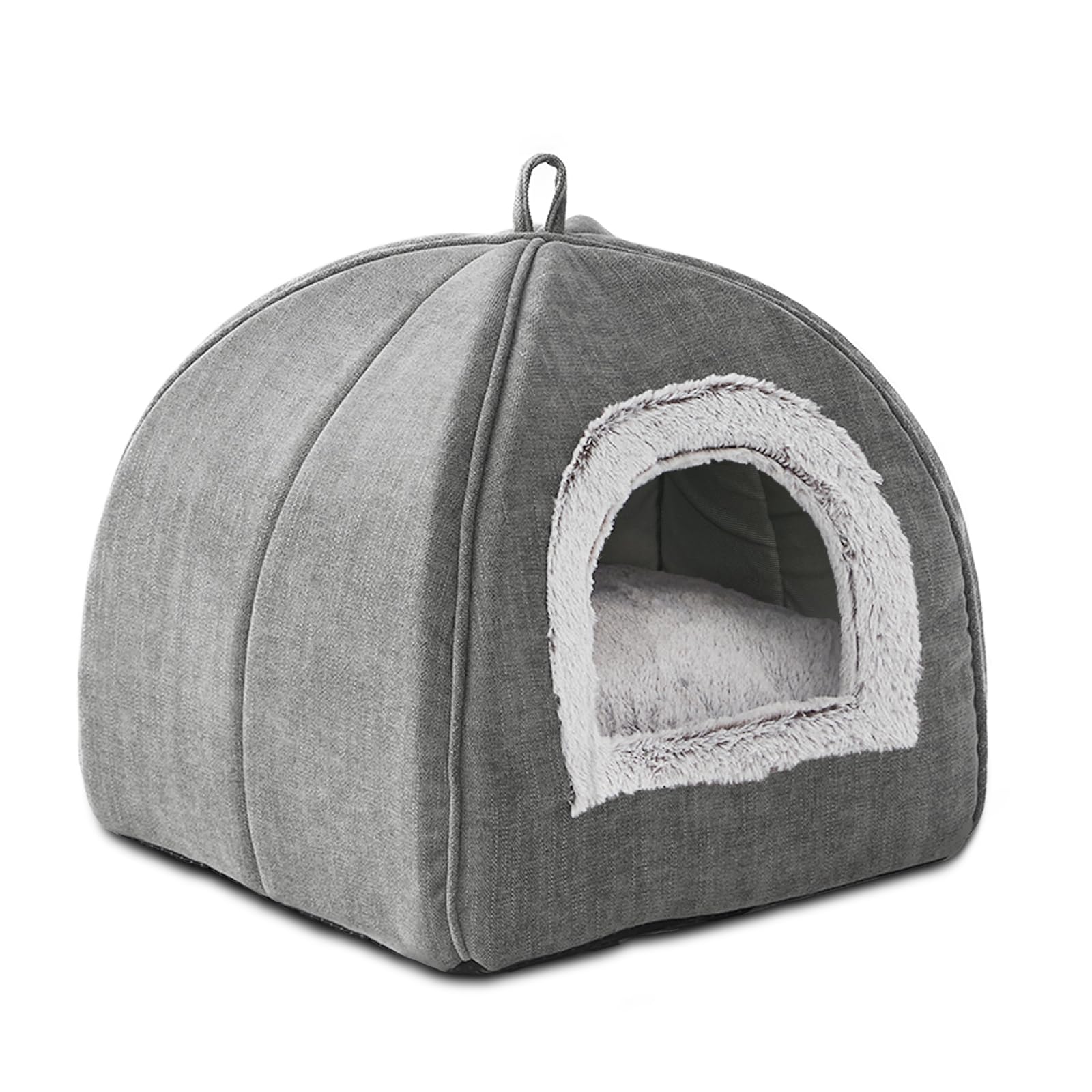 Photo 1 of Cat Bed Cave-Cat Beds for Indoor Cats,Kittens and Small Pets,Soft and Warm Cats House Tent Bed,Foldable and Washable with Removable Cushioned and Anti Slip Bottom,Grey 15inches