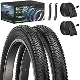 2-Pack Mountain Bike Tires Replacement 20/24/26-inch Bike Tire with Anti-Stab Weave, Folding Mountain Bicycle Tires and Tubes
