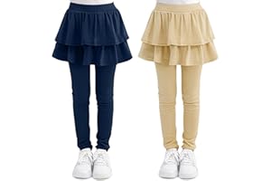 Cooraby 1/2/3 Pack Girls Leggings Toddler Girl Pants School Uniform Pants Warm Stretchy Skirt Leggings for Girls 2-14 Years