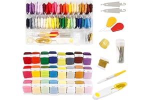 87Pcs Embroidery Floss Kit 100% Cotton Cross Stitch Thread kit Include 50 Colors Friendship Bracelets Floss and Cross Stitch 