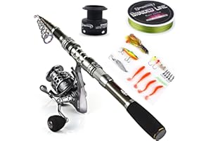 Sougayilang Spinning Fishing Rod and Reel Combos Portable Telescopic Fishing Pole Spinning reels for Travel Saltwater Freshwater Fishing