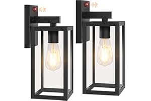 BesLowe 13" Upgraded Motion Sensor Outdoor Wall Lights, 2-Pack Dusk to Dawn Porch Light Outdoor Wall Sconce Lanterns, 3 Lighting Modes Exterior Lighting Fixtures, Black Outside Lights for House Garage
