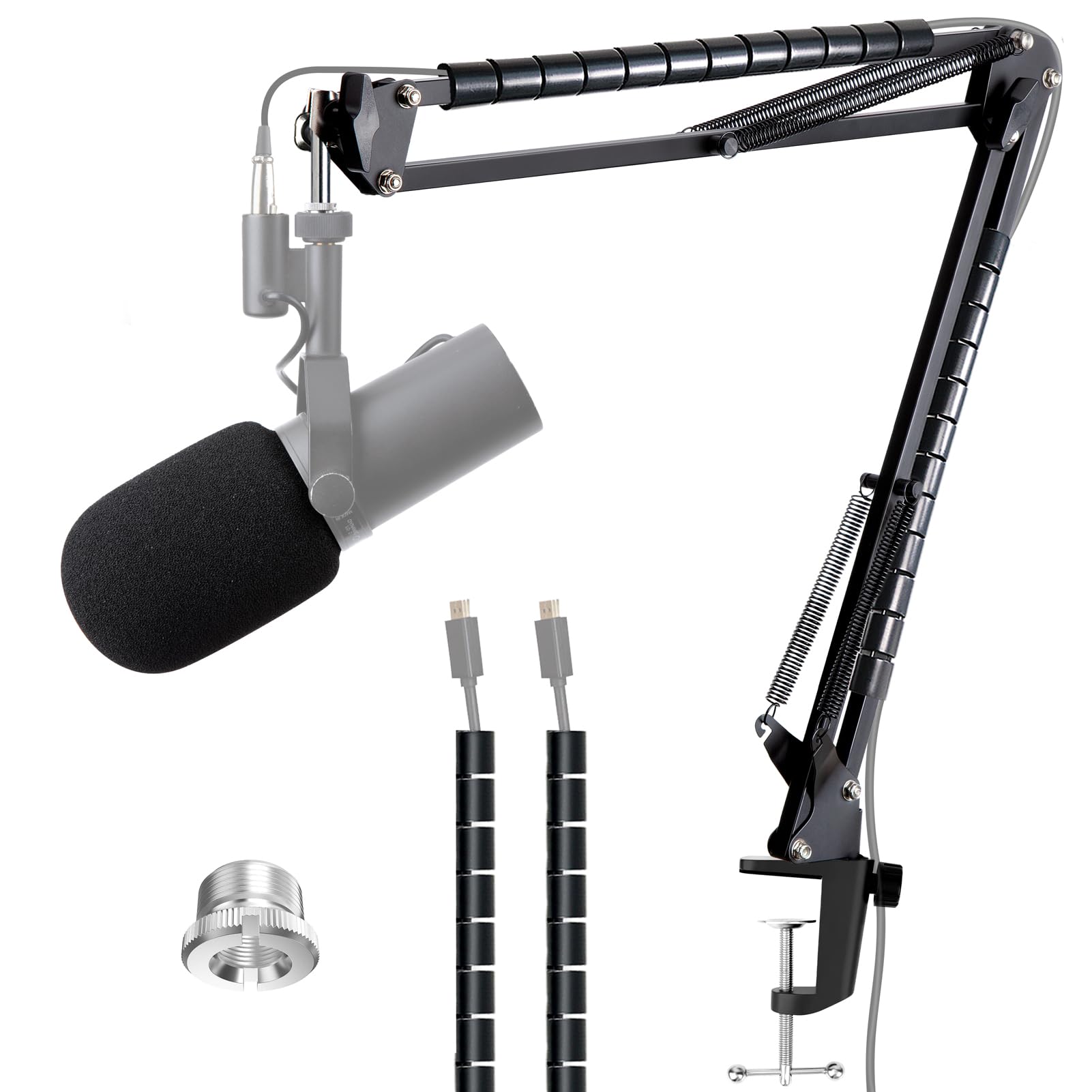 YOUSHARES Mic Boom Arm Compatible with Shure SM7B Dynamic Vocal Microphone - SM7B Mic Arm with Mic Cover Foam&Cable Sleeve, SM7B Mic Stand with Pop Filter โ image 1