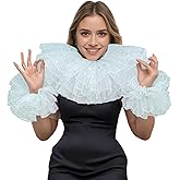 Auroeyfairy Clown Collar Victorian Ruffle Collar Renaissance Wrist Cuffs Set Elizabethan Layered Neck Ruffle