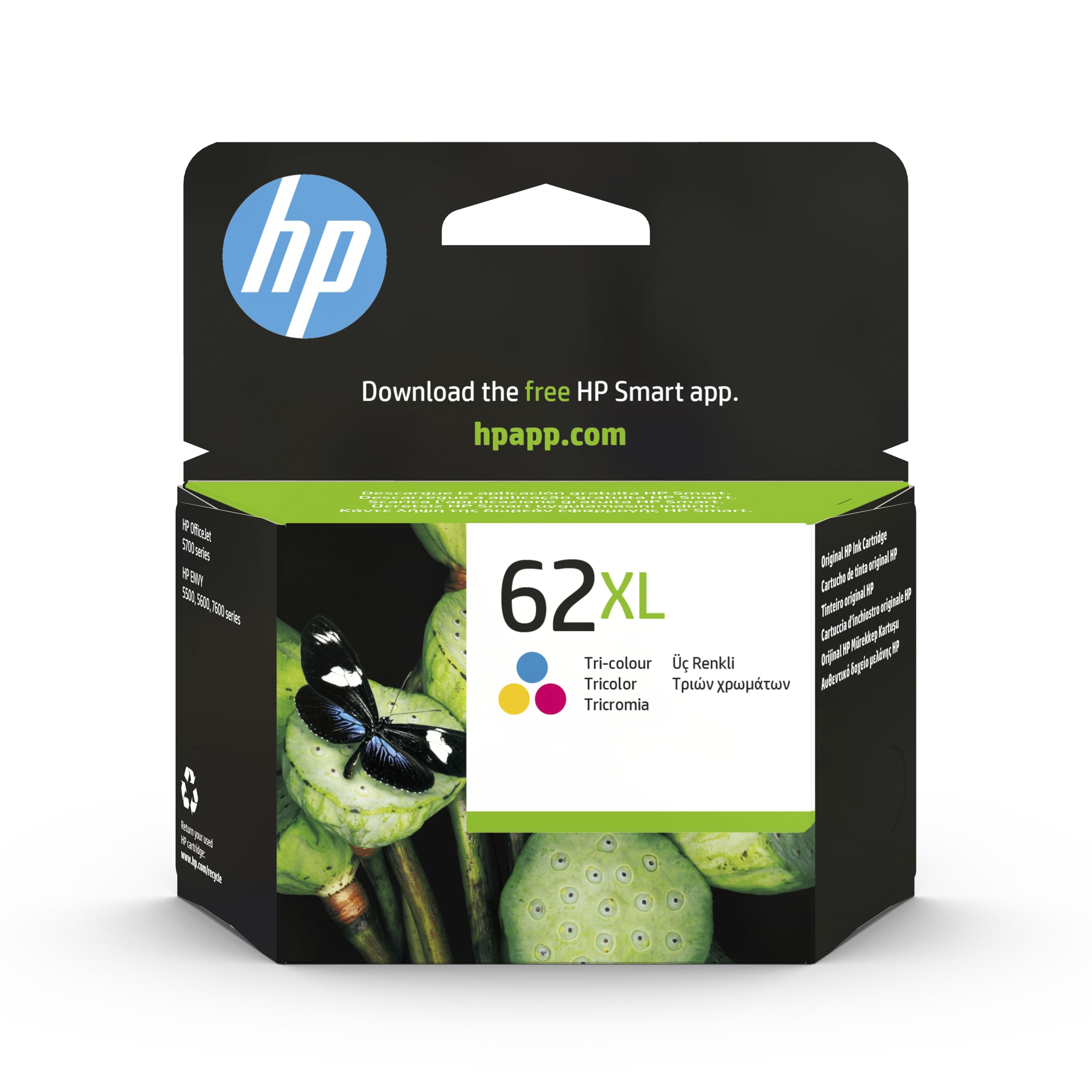 HP C2P07AE 62XL High Yield Original Ink Cartridge, Tri-color, Pack of 1