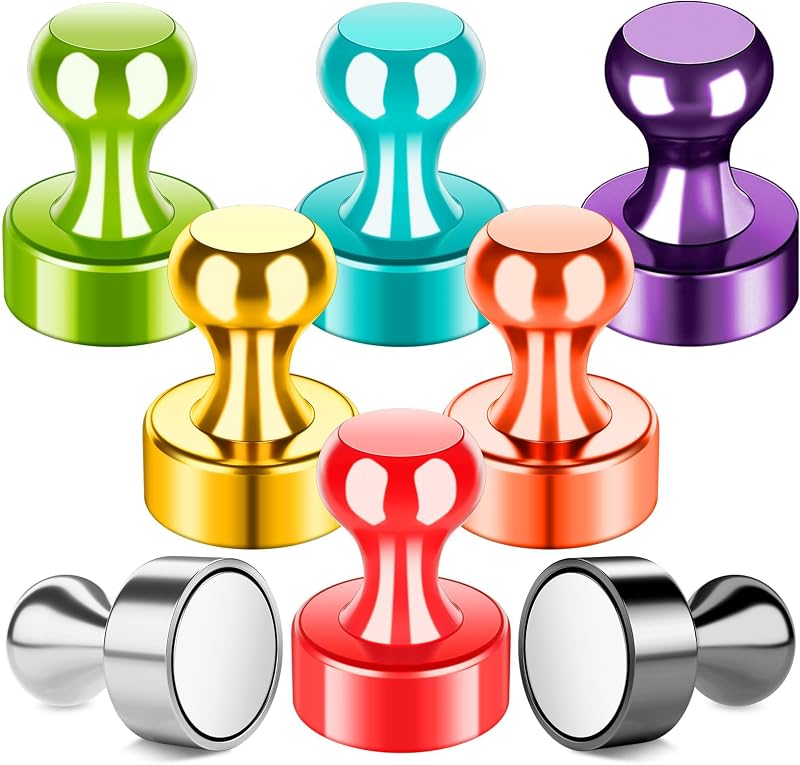 FINDMAG 8 Pack Colorful Fridge Magnets with Magnetic Hooks Small Whiteboard