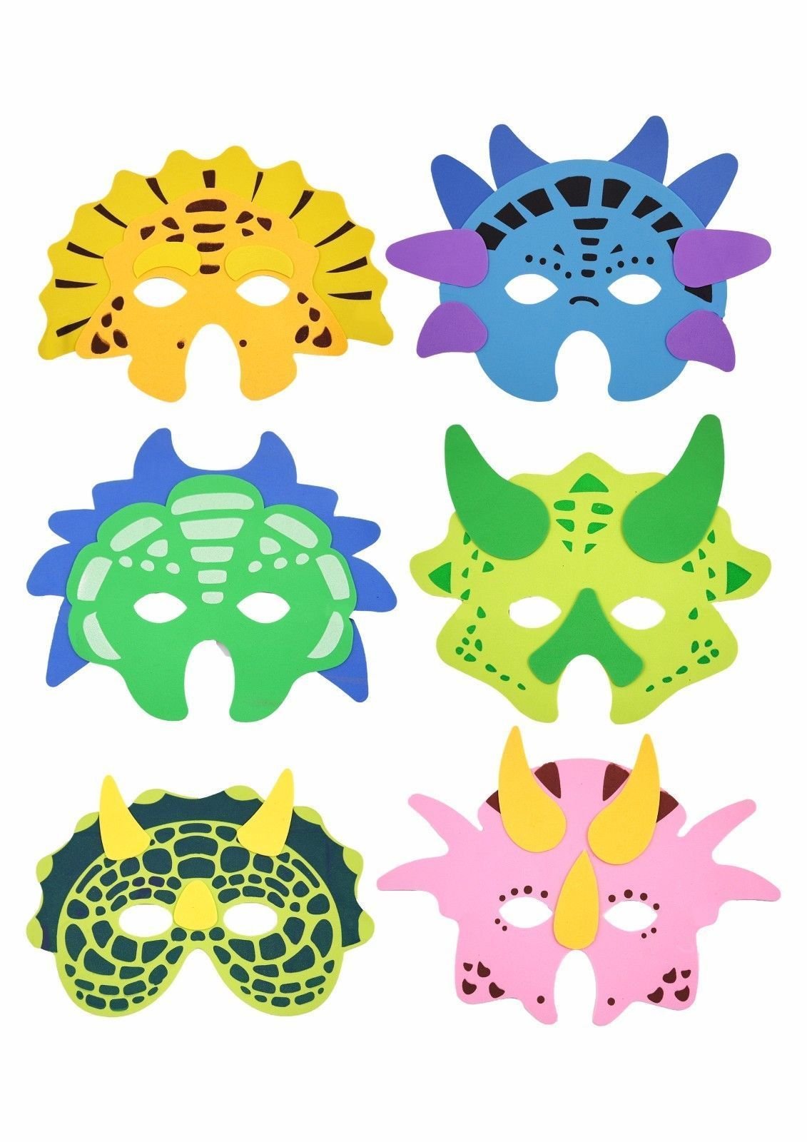 Lizzy Kids Foam Face Masks Birthday Party Bag Toy Filler Decoration Toys Gift (Pack of 1, Dinosaurs)