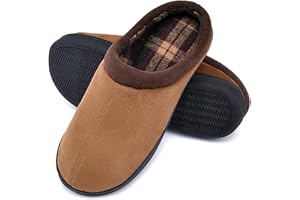 LORDFON Memory Foam Mens Slippers Slip-On Comfy House Slippers for Men Indoor Outdoor Non-Slip Warm Winter Men’s Bedroom Slippers Size