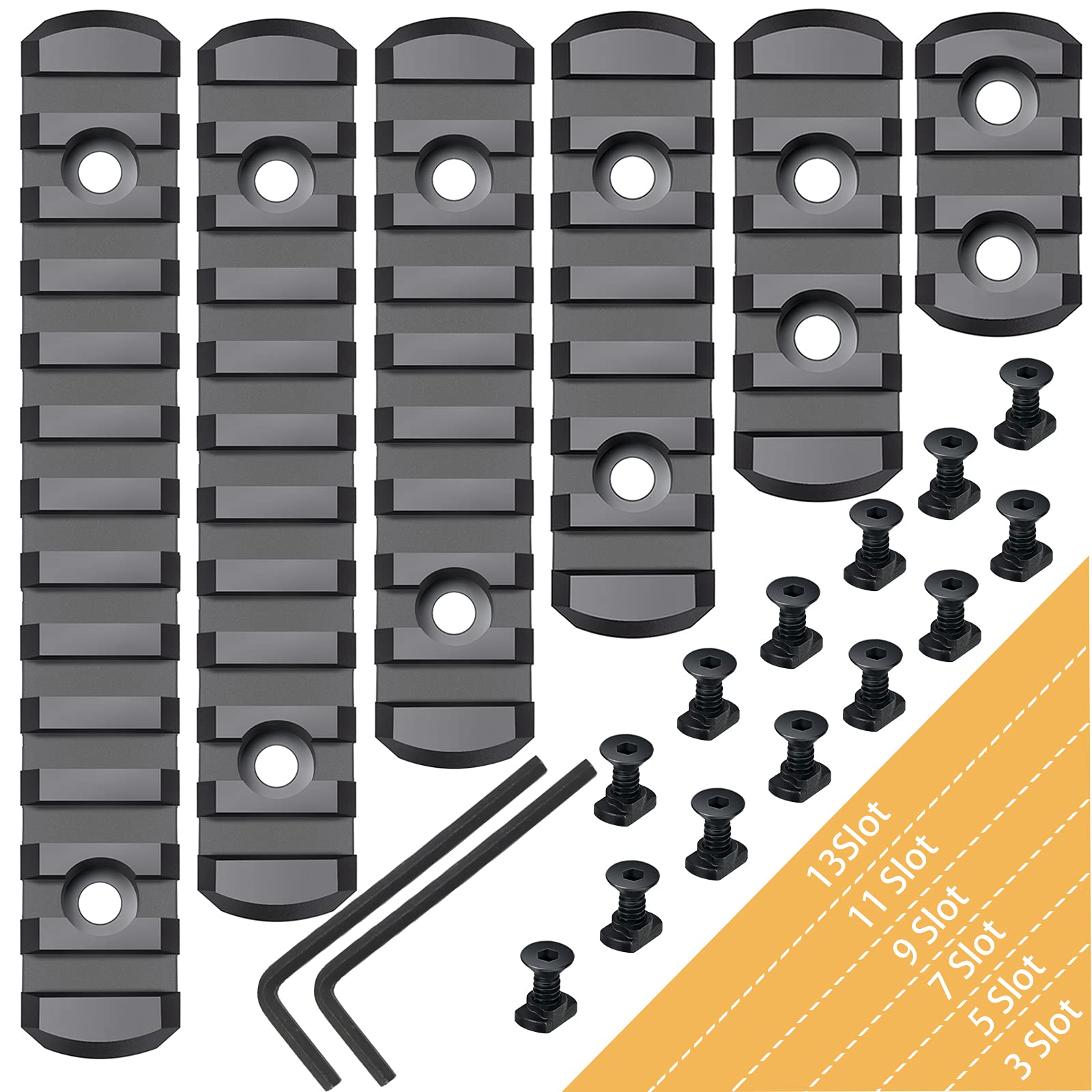 Photo 1 of Pecawen Picatinny Rail Polymer Picatinny Accessory Rail Single Picatinny Rail, 3 5 7 9 11 13 Slots Black