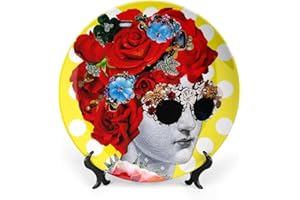 SPDIUV Lina Cavalieri Plate, Wall Decorative Plate, Mysterious Face Plate Wall Hanging Decoration,Including Bracket and Special Spring Hook,J (26),10inch