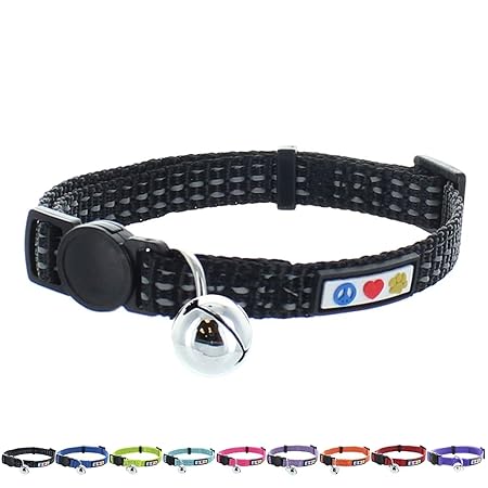 Pawtitas reflektierendes Katzenhalsband für Haustiere mit Sicherheitsschnalle und abnehmbaren Klingel