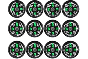 Tiiyee Mini Survival Compass, 12Pcs Pocket Oil Filled Compass Portable Air Damped Small Plastic for Emergency Hiking Camping 