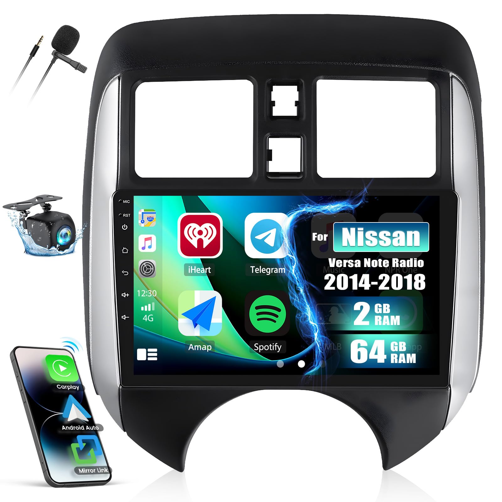 Photo 1 of [2+64G] GOHHDL Android 13 Car Stereo for Nissan Versa Note Radio 2014-2018 with Wireless/Wired Carplay&Android Auto,9’’ Car Radio with Mirror Link GPS WiFi BT FM/RDS USB SWC+AHD Backup Camera
