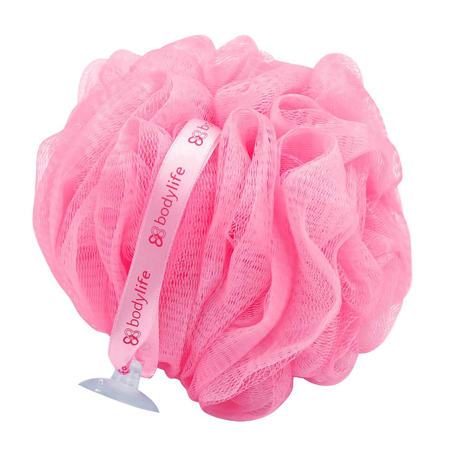 Bodylife Body Buffer, Puff, Exfoliating Bath & Shower Body Pouf, Scrunchie, Body Scrubber Flamingo Pink 55g