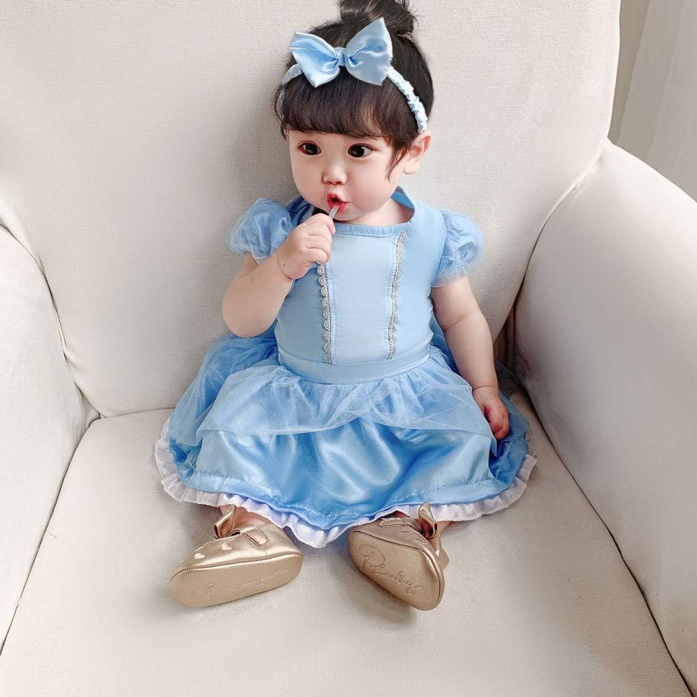Amazon ベビー プリンセスドレス 子供 コスプレ なりきり ワンピース 白雪姫 人魚姫 シンデレラ コスチューム 赤ちゃん 用 お姫様 ドレス キッズ 女の子 チュチュスカート ハロウィン 仮装 衣装 ヘアバンド付き 半袖 Cinderella 70 ベビー マタニティ ベビー