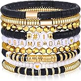 LUYI 9 Pack Game Day Bracelets for Women Football Bracelets Stackable Red Black Blue Heishi Beaded Stretch Bracelet Football Sport Fan Bracelet Sports Game Team Jewelry Accessories Gifts