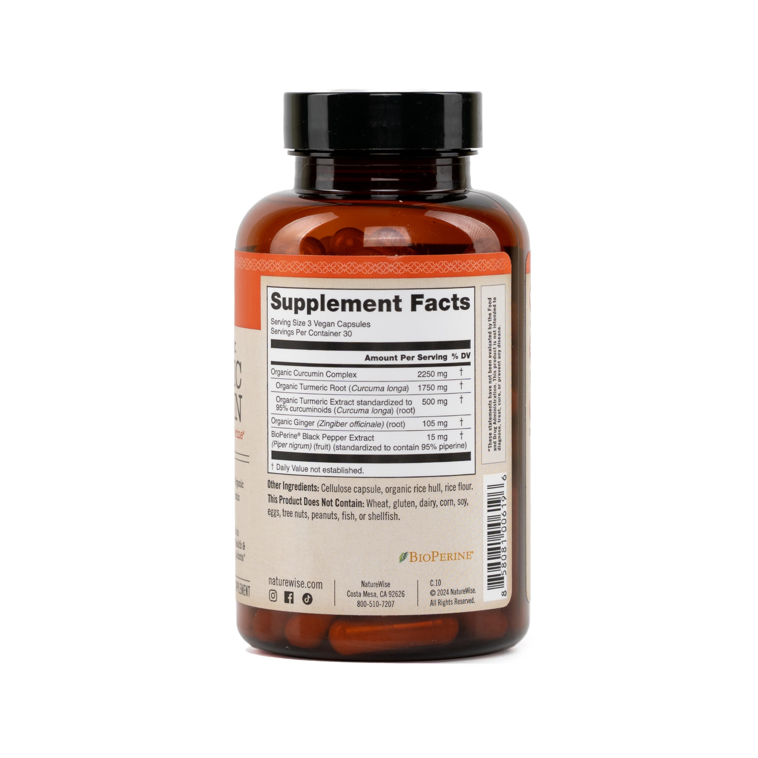 NatureWise Curcumin Turmeric 2250mg - 95% Curcuminoids & BioPerine Black Pepper Extract for Advanced Absorption - Daily Joint and Immune Health Support - Vegan, Non-GMO, 90 Count[30-Day Supply]