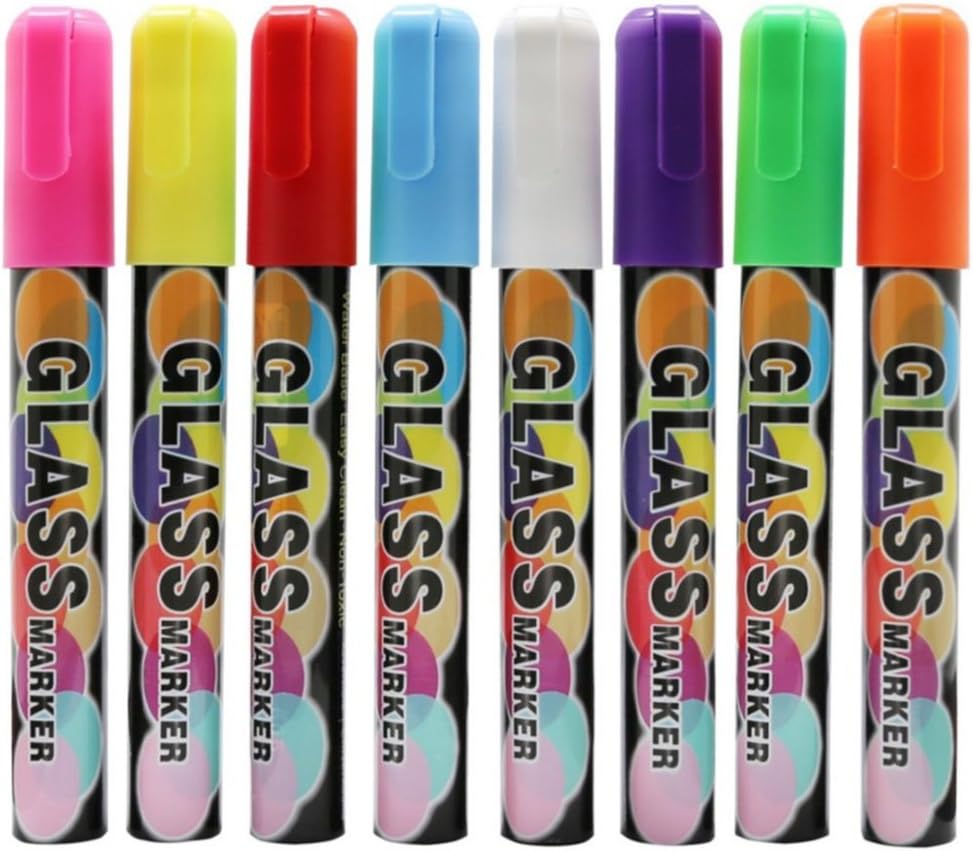 ONCEEN Chalk Marker Pen with 4 more 6mm Reversible Tips and 32 Free Reusable Chalkboard Labels, 18 Colored