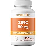 Actually Zinc 50mg Tablets, 100ct - Immune System Support for Adults – 100-Day Supply
