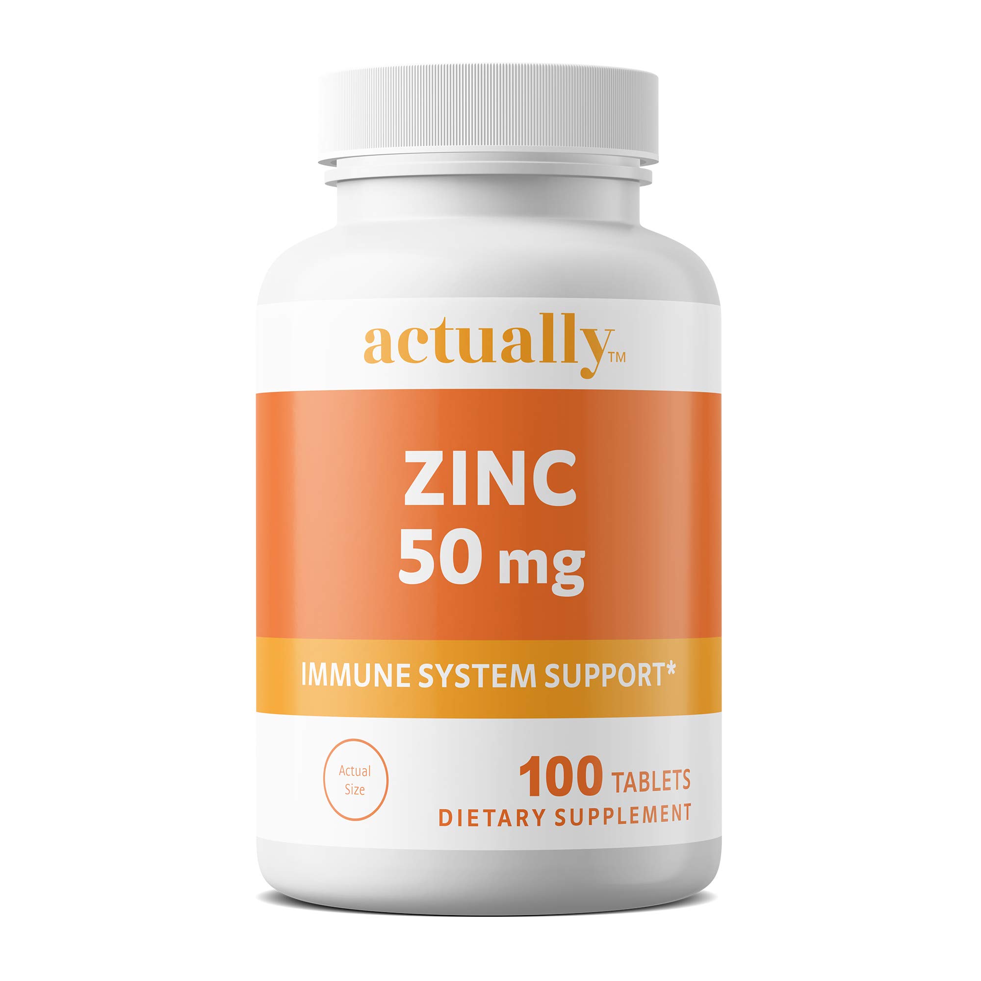 Actually Zinc 50mg Tablets, 100ct Immune System Support for Adults