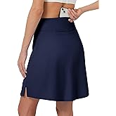 FitsT4 Sports Women's 20'' Swim Skirt Skort with Pocket High Waisted Modest Swimsuit Bathing Suit Bottoms